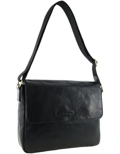 Leather Classic Messenger Bag in Black