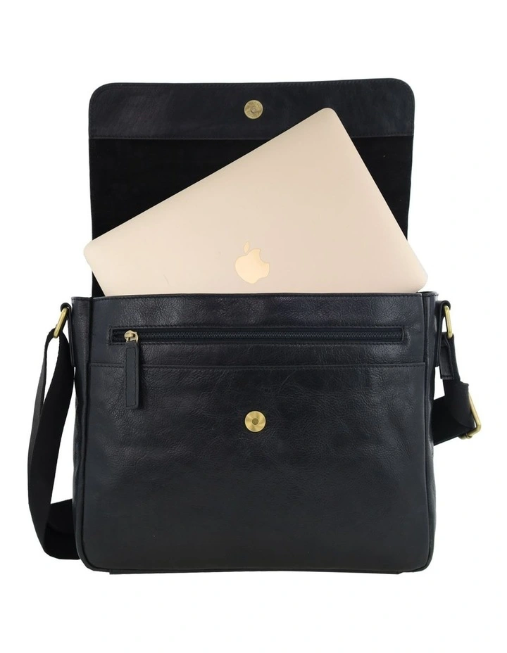 Leather Classic Messenger Bag in Black image 2