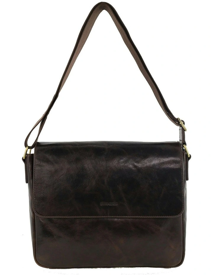 Leather Classic Messenger Bag in Chocolate image 3