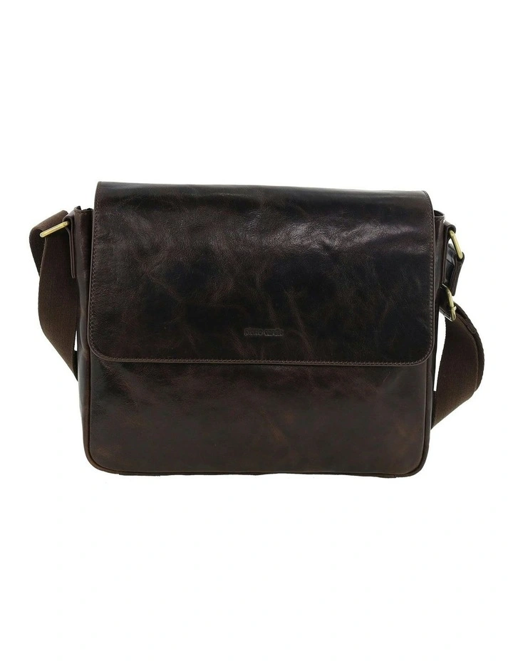 Leather Classic Messenger Bag in Chocolate image 4