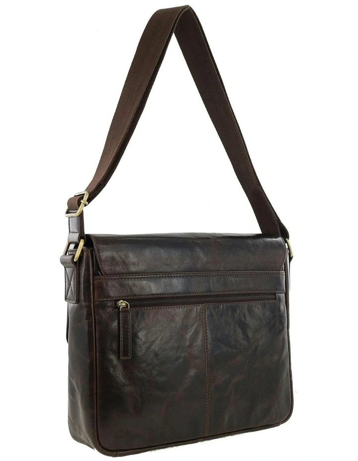 Leather Classic Messenger Bag in Chocolate image 5