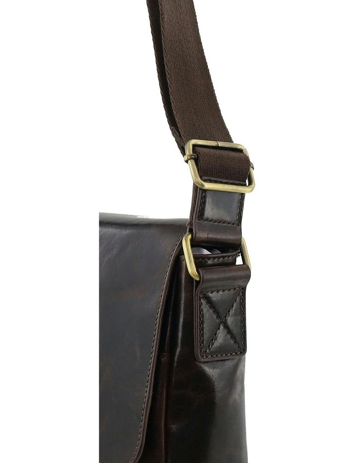 Leather Classic Messenger Bag in Chocolate image 6