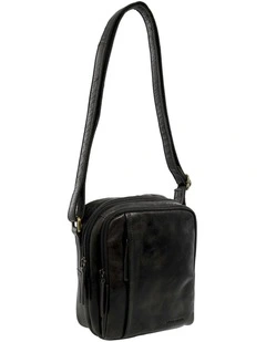 Classic Leather Crossbody Bag in Black