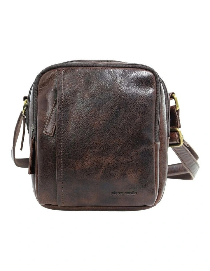 Classic Leather Crossbody Bag in Chocolate image 3