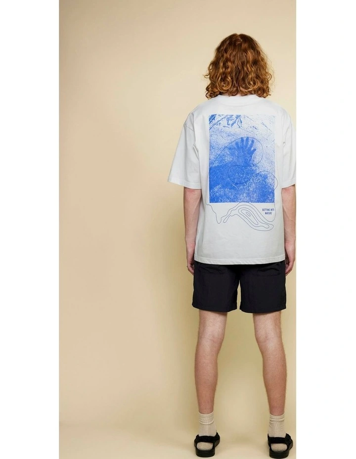 Rill Hand Print Short Sleeve T-shirt in White image 5