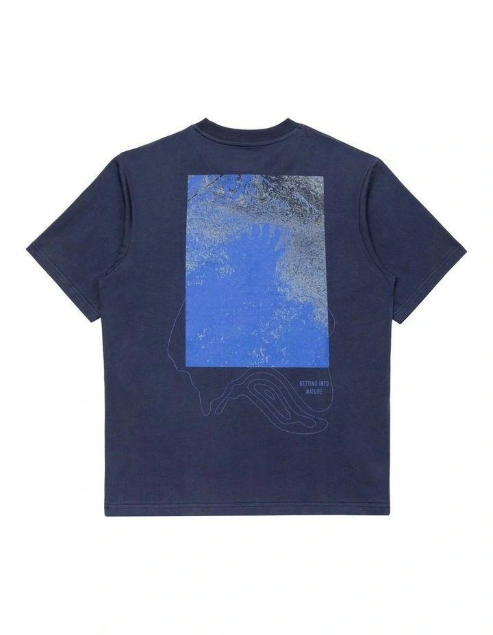 Rill Hand Print Short Sleeve T-shirt in Navy image 2
