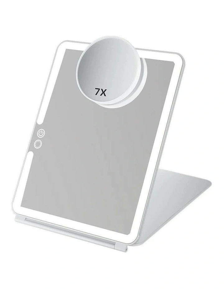 LED Light Fold Makeup Mirror in Silver image 2