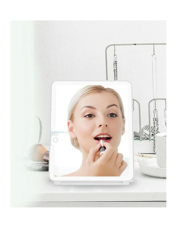 LED Light Fold Makeup Mirror in Silver image 3