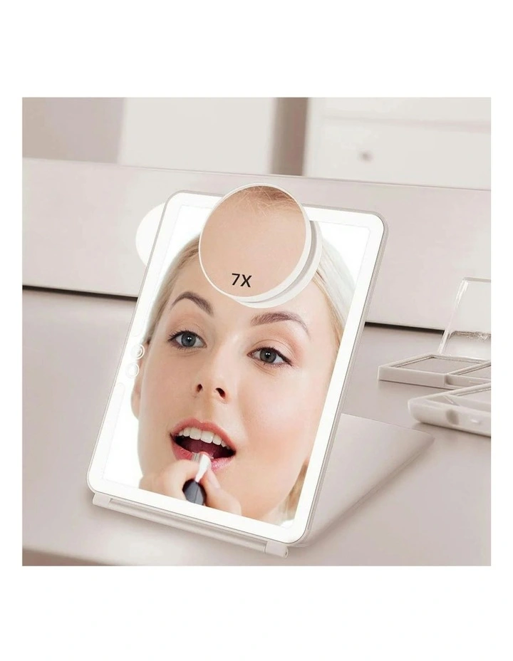 LED Light Fold Makeup Mirror in Silver image 4