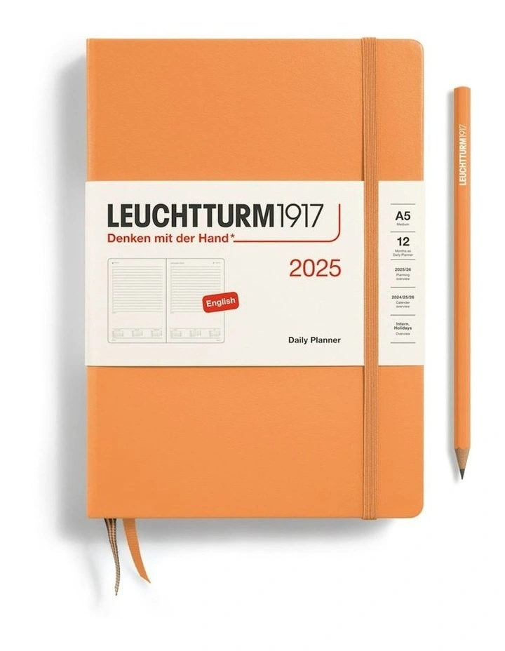 Medium (A5) Hardcover Daily Planner 2025 in Apricot image 1