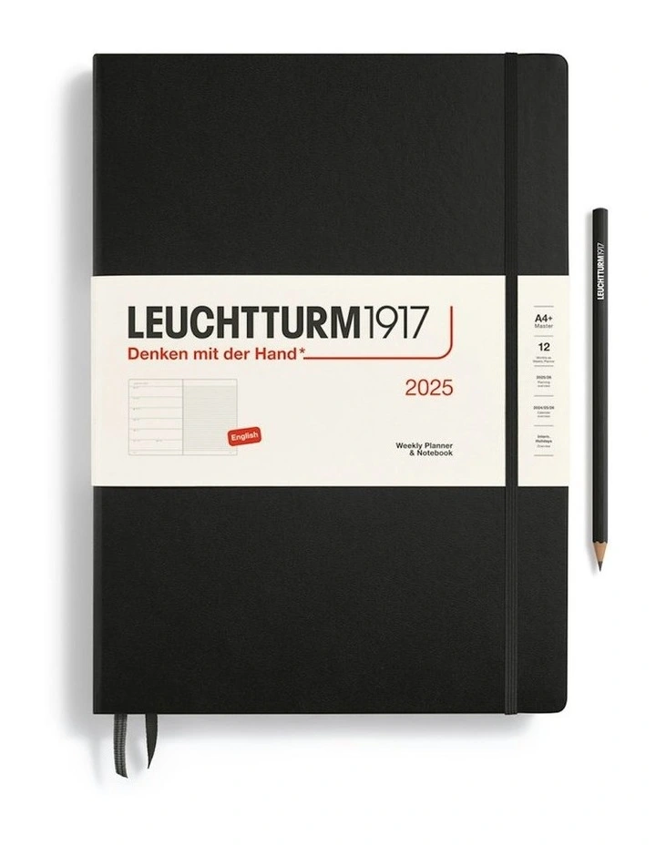 Master (A4+) Hardcover Weekly Planner Notebook 2025 in Black image 1