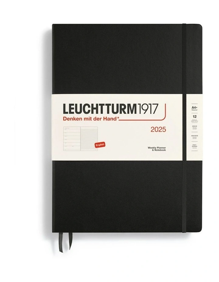 Master (A4+) Hardcover Weekly Planner Notebook 2025 in Black image 2