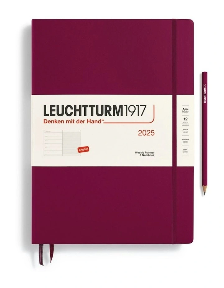 Master (A4+) Hardcover Weekly Planner Notebook 2025 in Red image 1