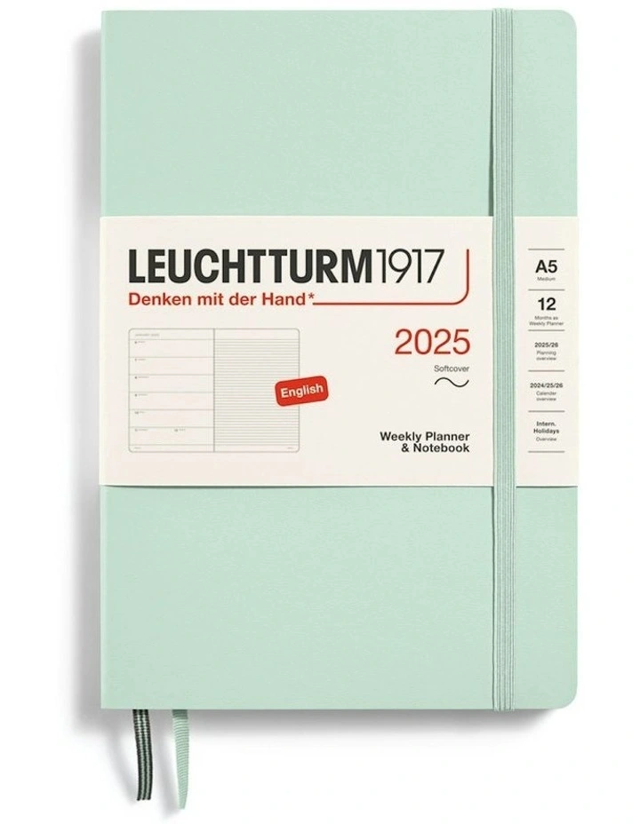 Medium (A5) Weekly Planner Softcover Notebook 2025 in Mint Green image 2