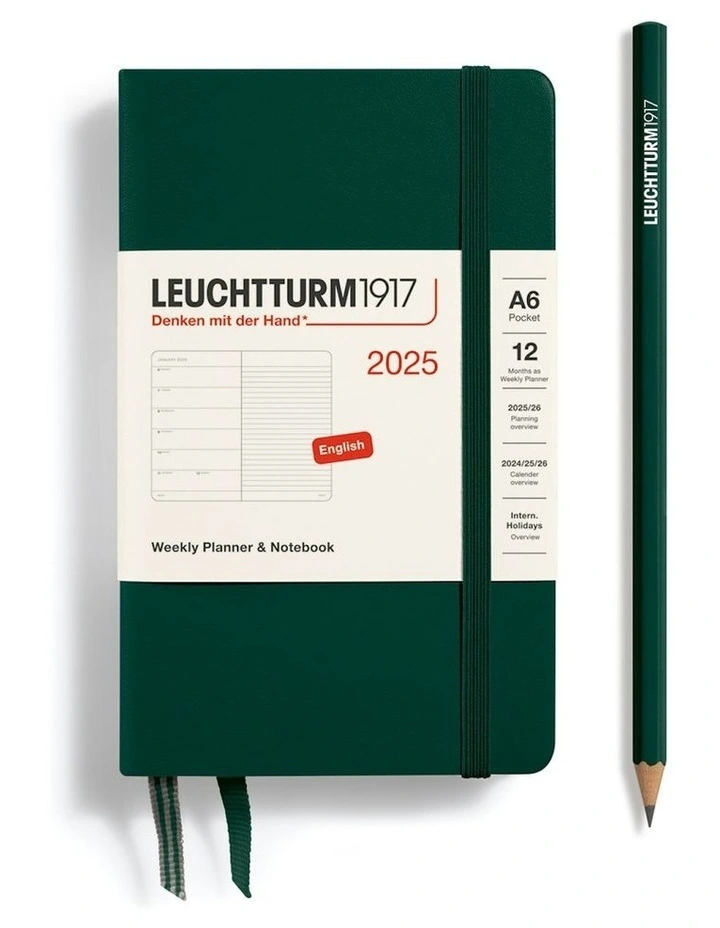 Weekly Planner & Notebook 2025, Pocket (A6) Hardcover in Forest Green image 1