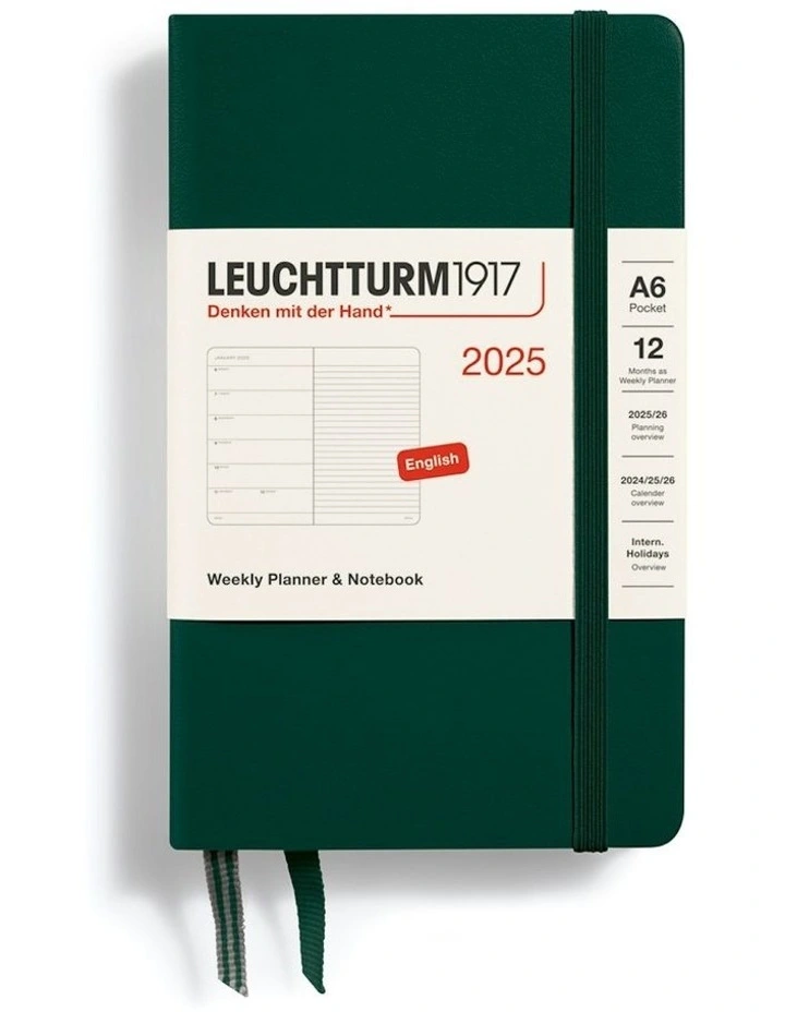 Weekly Planner & Notebook 2025, Pocket (A6) Hardcover in Forest Green image 2