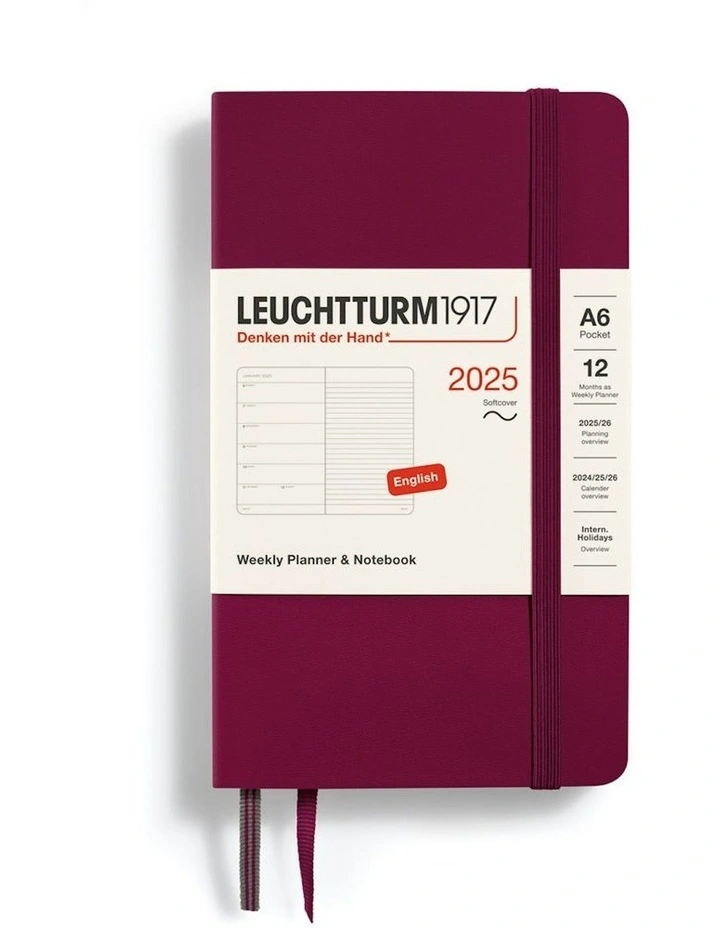 Weekly Planner & Notebook 2025, Pocket (A6) Softcover in Port Red image 2
