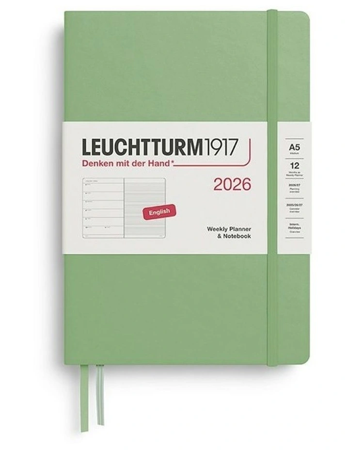 Weekly Planner & AMP; Medium (A5) 2026 Notebook in Sage image 1