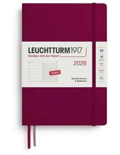 Weekly Planner & AMP; Medium (A5) 2026 Notebook in Port Red
