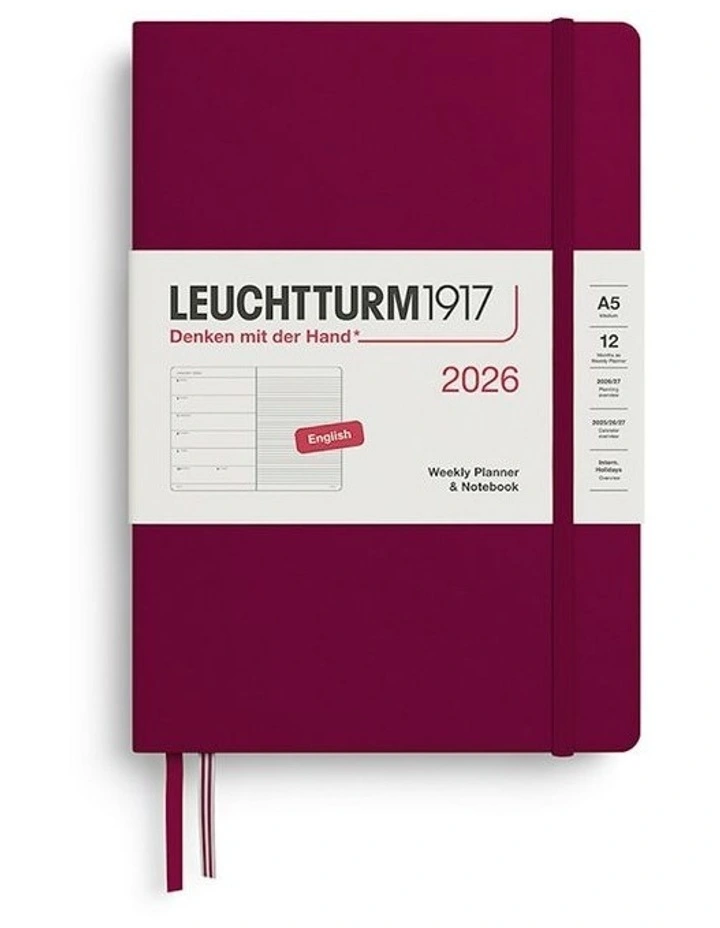 Weekly Planner & AMP; Medium (A5) 2026 Notebook in Port Red image 1
