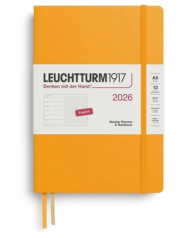Weekly Planner & AMP; Medium (A5) 2026 Dotted Notebook in Rising Sun image 1
