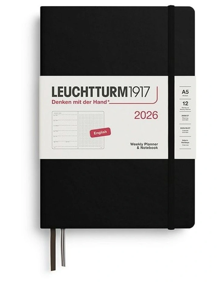 Weekly Planner & AMP; Medium (A5) 2026 Dotted Notebook in Black image 1