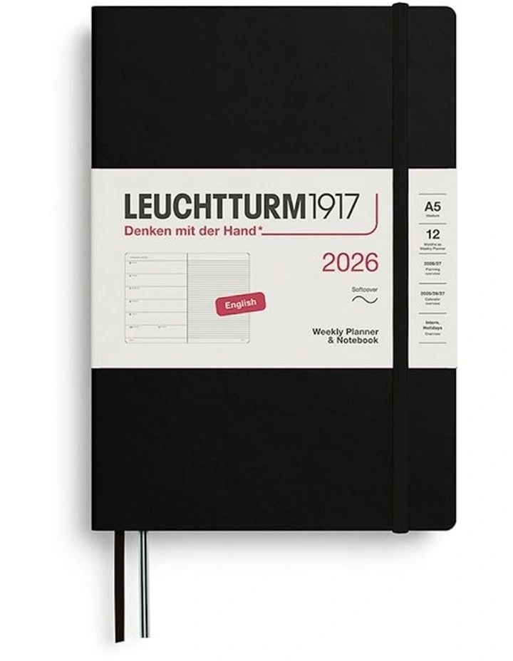 Weekly Planner & AMP; Medium (A5) 2026 Softcover Notebook in Black image 1