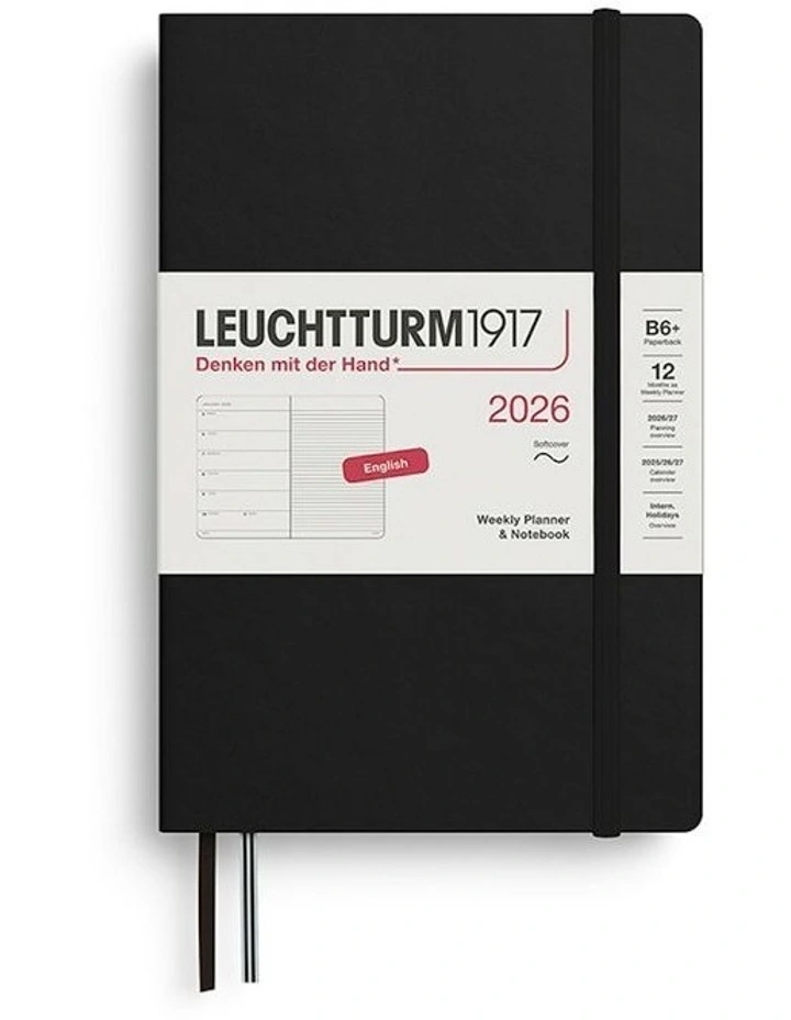 Weekly Planner & Paperback (B6+) 2026 Softcover Notebook in Black image 1