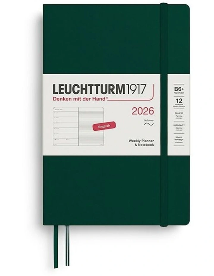 Weekly Planner & Paperback (B6+) 2026 Softcover Notebook in Forest Green image 1