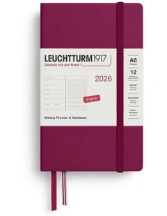 Weekly Planner & Pocket (A6) 2026 Notebook in Port Red