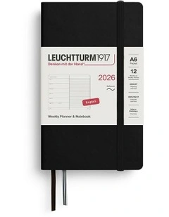 Weekly Planner & AMP; Softcover Pocket (A6) 2026 Notebook in Black