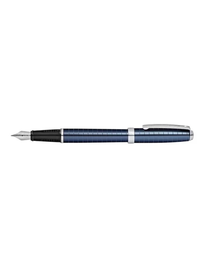 PVD Engraved Lines Fine Fountain Pen in Prelude Cobalt Blue image 1