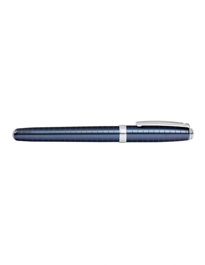 PVD Engraved Lines Fine Fountain Pen in Prelude Cobalt Blue image 2