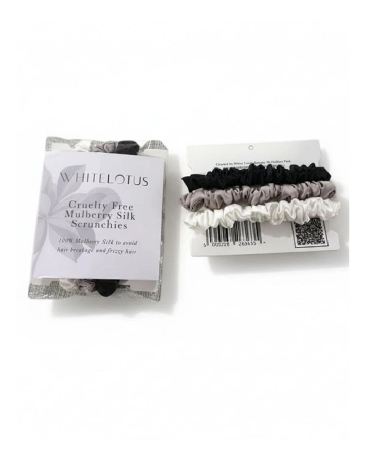 White Lotus Luxurious Cruelty Free 100% Mulberry Silk Scrunchies Pack Of 3 image 3