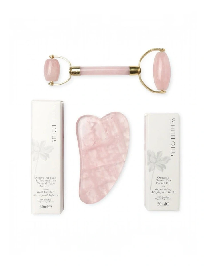 White Lotus Premium Rose Quartz Crystal Facial Set image 1