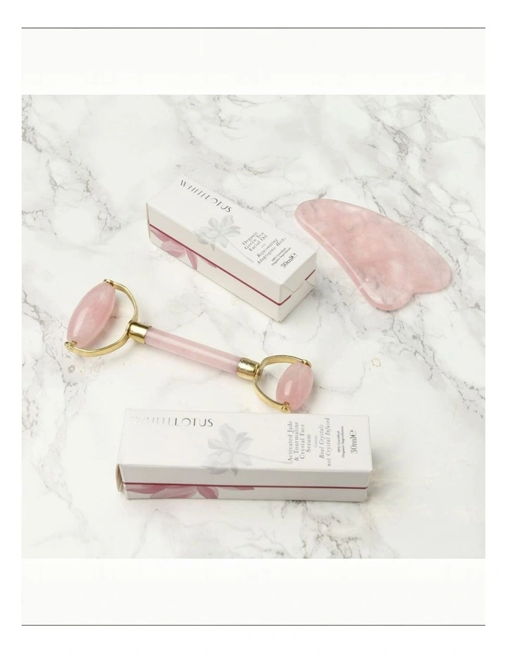 White Lotus Premium Rose Quartz Crystal Facial Set image 6