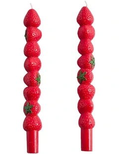 Strawberry Tapered Candles | Set of 2