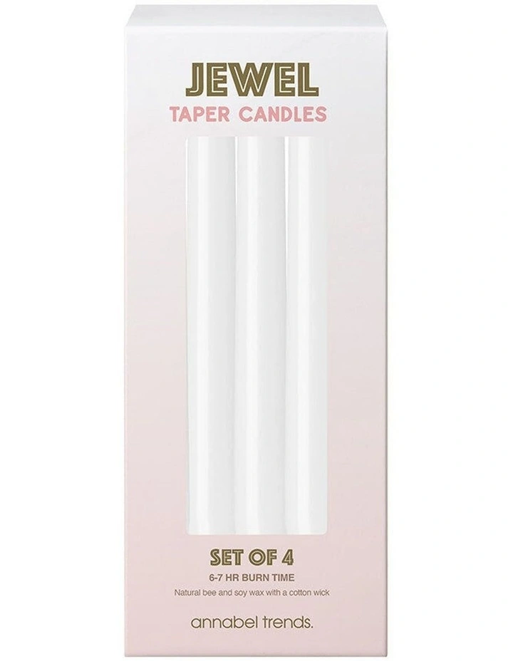 3pc Annabel Trends Jewel Long Taper Candles Soy Beeswax White 30cm image 2