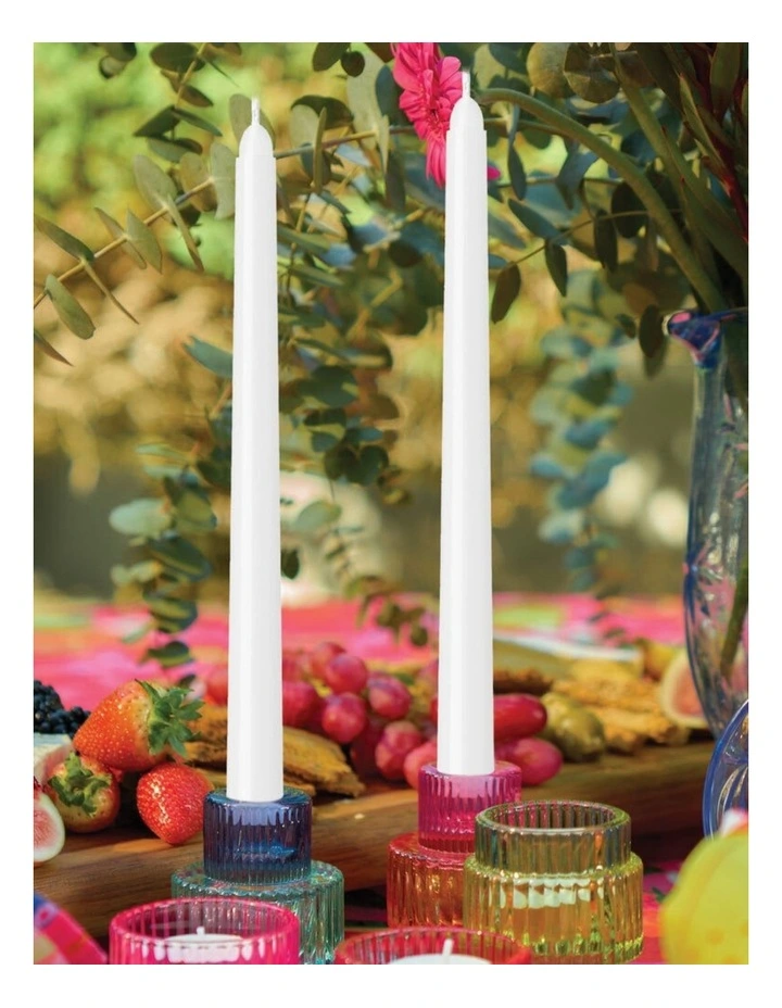 3pc Annabel Trends Jewel Long Taper Candles Soy Beeswax White 30cm image 4