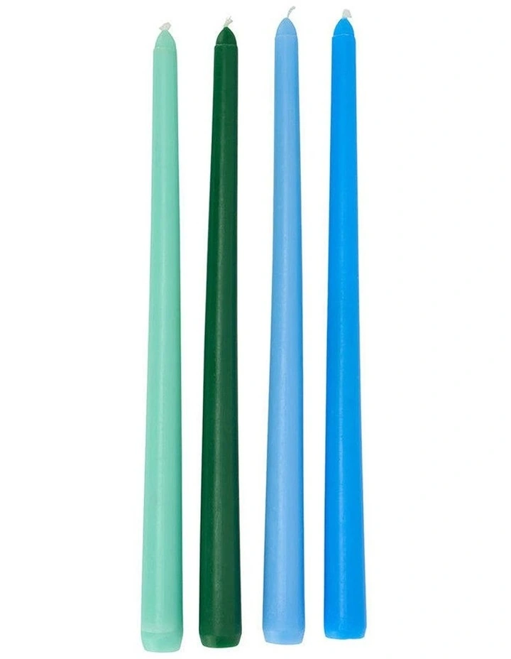 4pc Annabel Trends Jewel Taper Candle Set Soy Beeswax Blend Blue Tones 30cm image 1