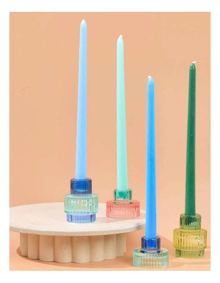 4pc Annabel Trends Jewel Taper Candle Set Soy Beeswax Blend Blue Tones 30cm image 2