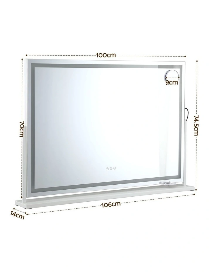 100x70cm Makeup Mirror 360 degree Rotatable Vanity Mirror 10x magnifing image 2