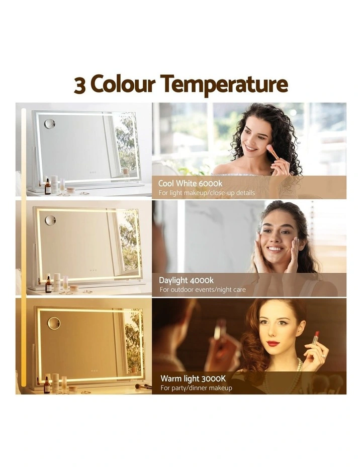 100x70cm Makeup Mirror 360 degree Rotatable Vanity Mirror 10x magnifing image 4