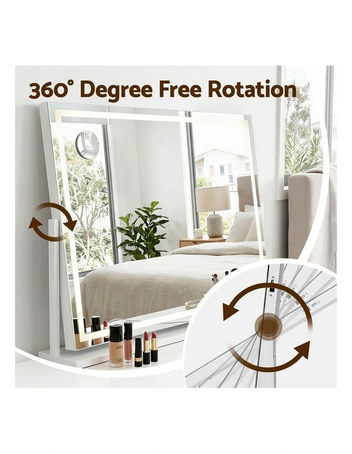 100x70cm Makeup Mirror 360 degree Rotatable Vanity Mirror 10x magnifing image 5