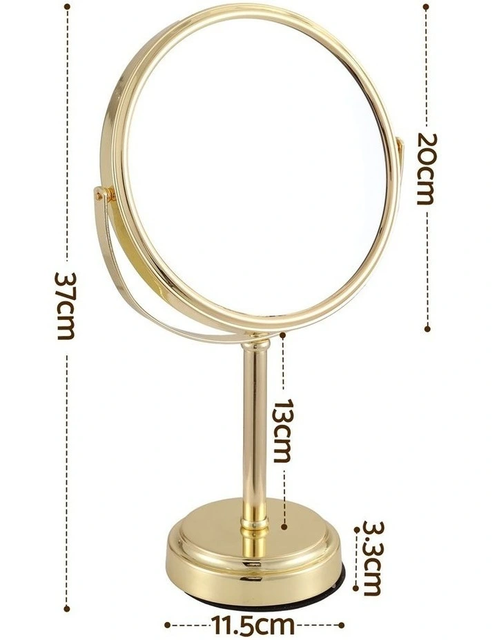Makeup Mirror 20x20cm 1X 5X Magnifying Rotation Tabletop Gold image 2
