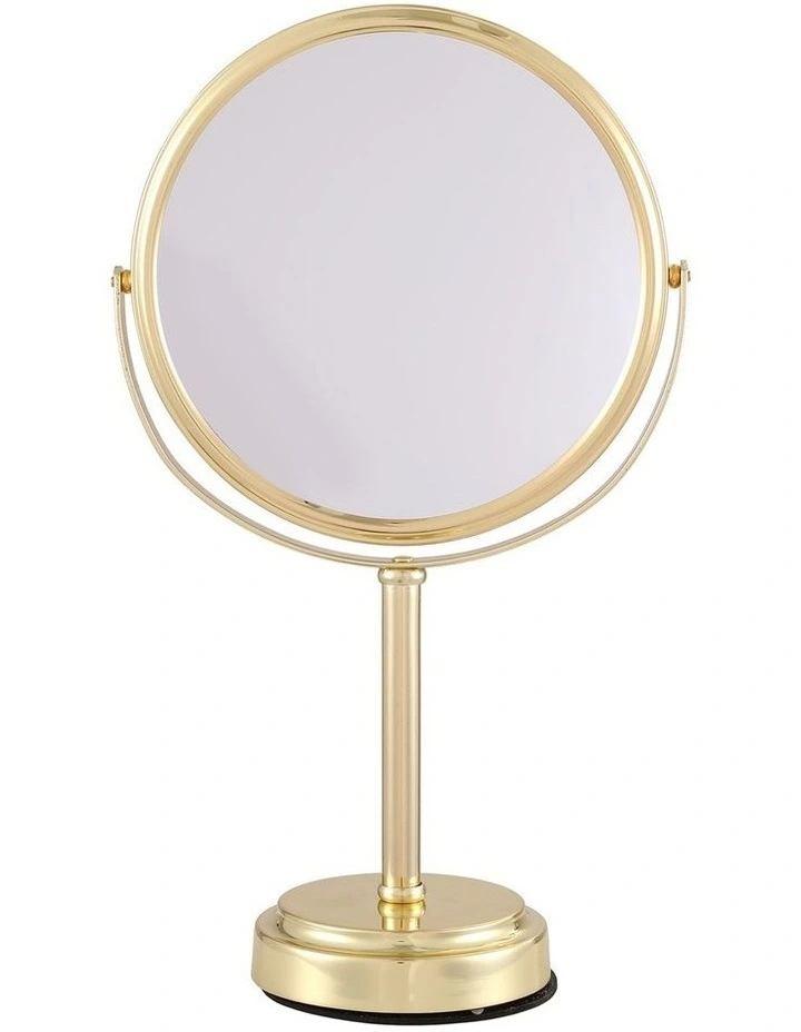 Makeup Mirror 20x20cm 1X 5X Magnifying Rotation Tabletop Gold image 3