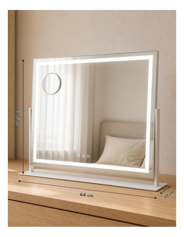 LED Makeup Mirror 64cm x 50.3cm with Adjustable Brightness & Magnifying Mirror image 2