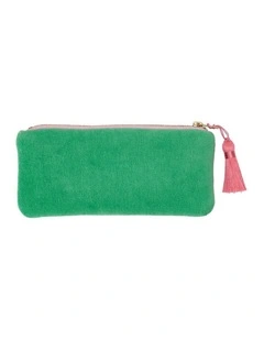 Annabel Trends Velvet Makeup Pouch Travel Organiser Meadow Green