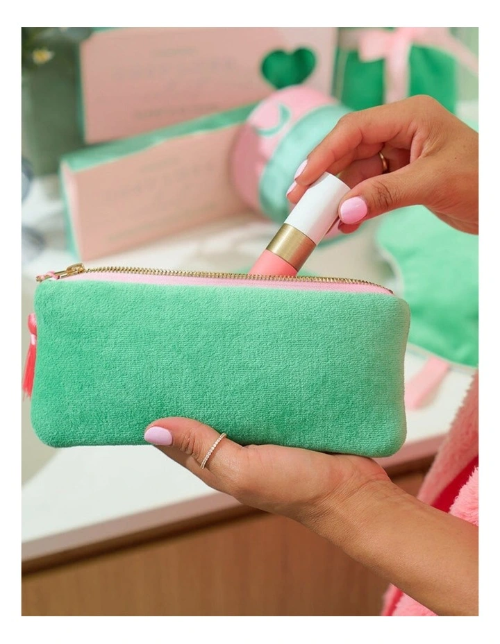 Annabel Trends Velvet Makeup Pouch Travel Organiser Meadow Green image 2