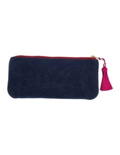 Annabel Trends Velvet Makeup Pouch Travel Organiser Sapphire Blue 20.5cm